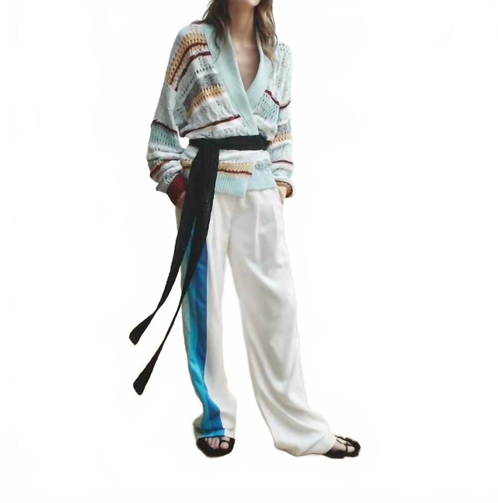 NEW HELLESSY dax belted shawl cardigan in multi stripe/black
